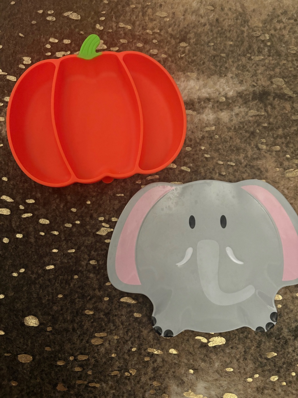Kids Silicone pumpkin divider Plate and elephant plate plate Set